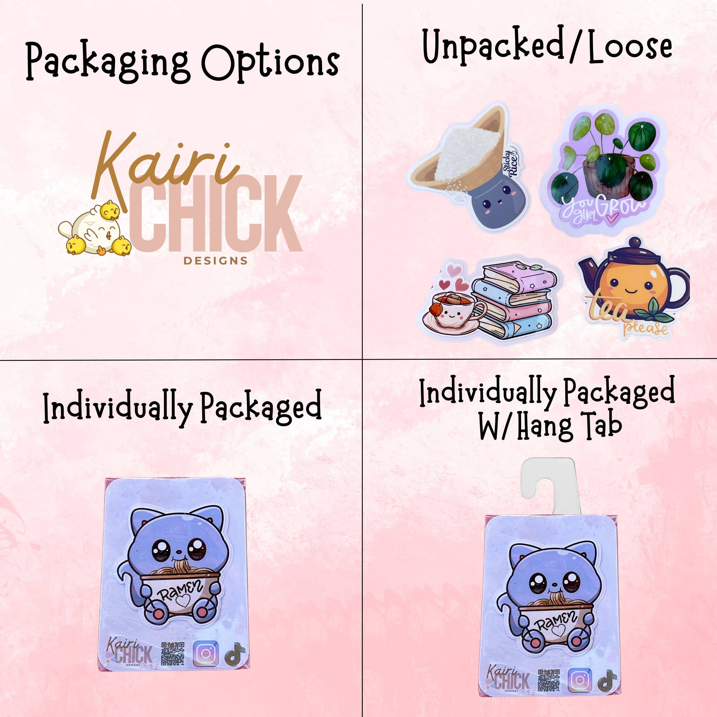 KairiCHICK Designs – wholesale Sticker – Sip Your Tea, Let It Be – Cute Tea Cup Die Cut Sticker 4