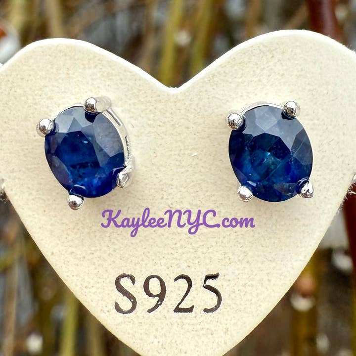 KayleeNYC – wholesale Stud/post earrings – Natural Sapphire sterling Silver(925) Studs 5x7mm2