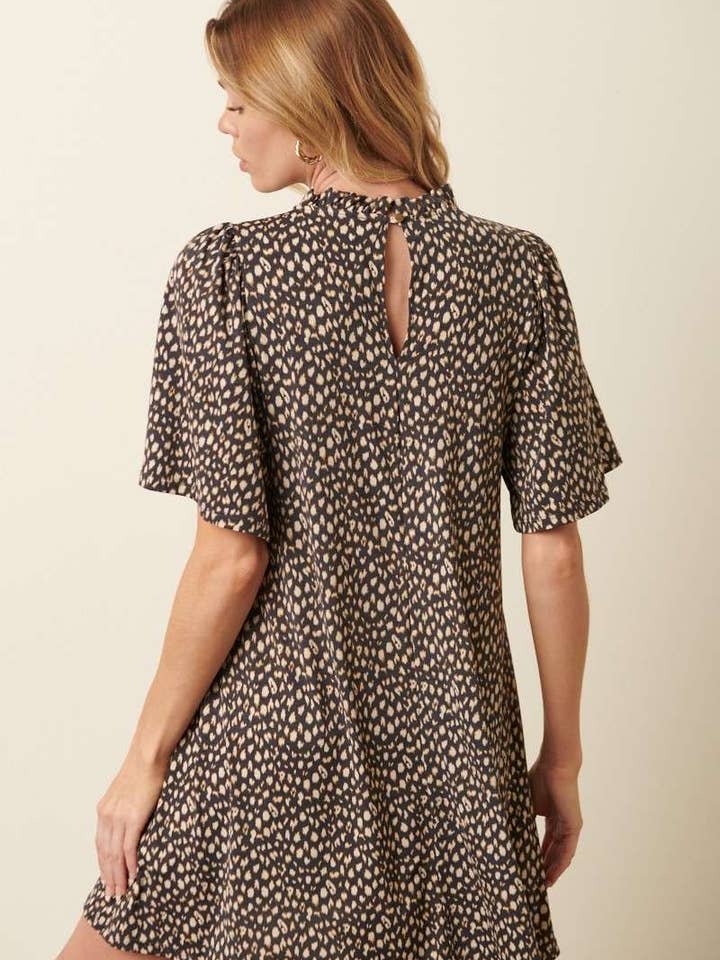 mittoshop - Wholesale Dress - Women's - ANIMAL PRINT RUFFLE MOCK NECK MINI DRESS9