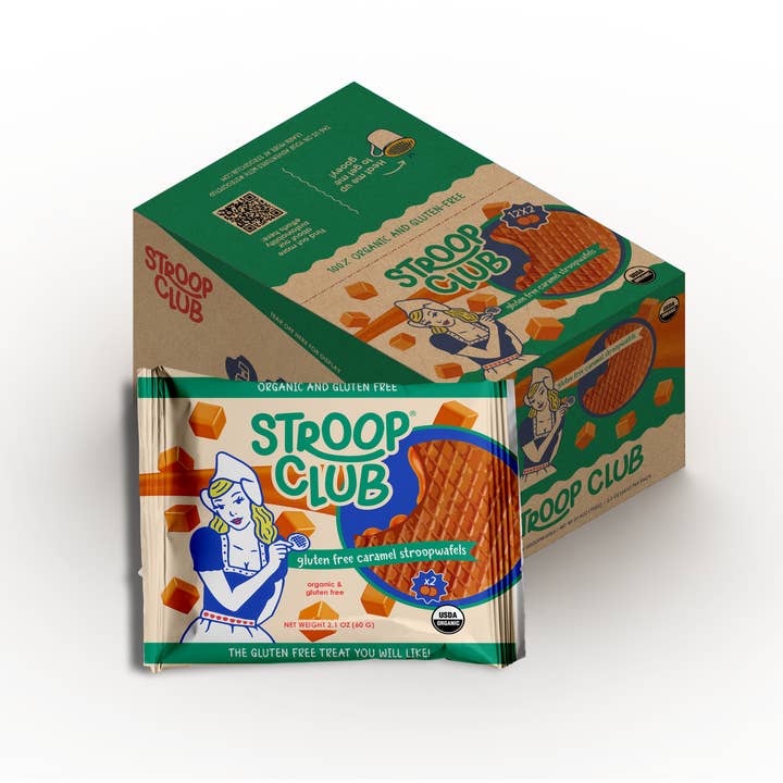 **NON-VEGAN** Gluten Free Caramel Organic Stroopwafel 2-pack for wholesale by Stroop Club