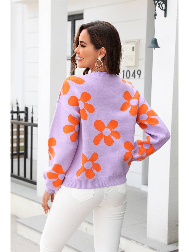 ePretty - Wholesale Knit Sweater - Women's - 70s Flower Power Knit Sweater SZ53-SW921417