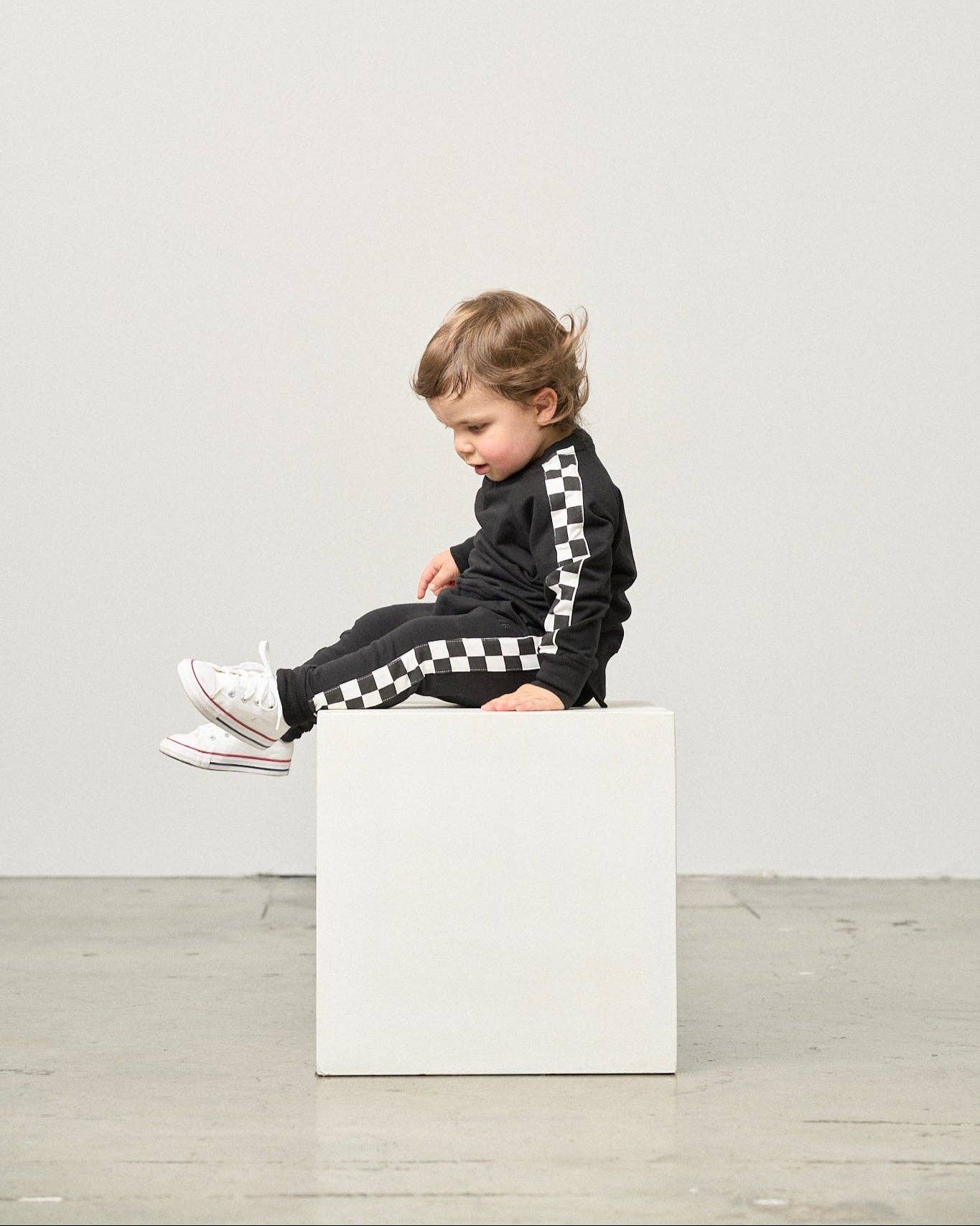 Little Bipsy - Wholesale Lounge Sweatpants/Joggers - Kids - Side Checkered Jogger - Black7