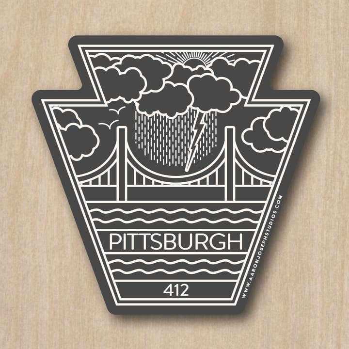 Stormy Day Pittsburgh Keystone Sticker for wholesale by Aaron Joseph Studios