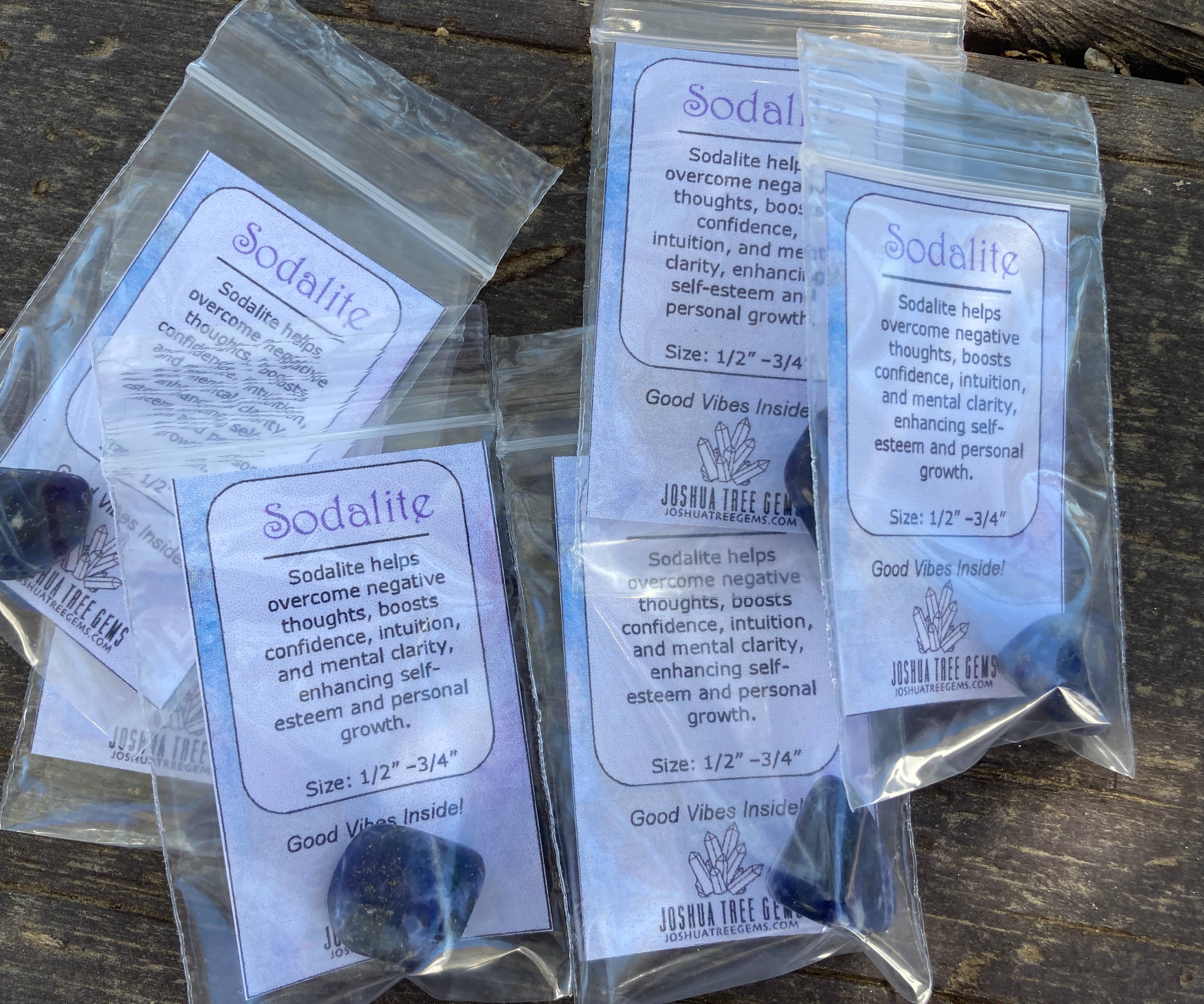 Joshua Tree Gems – wholesale Andlig sten/kristall – Sodalit tumlade sten W/metafysiska egenskapskort4