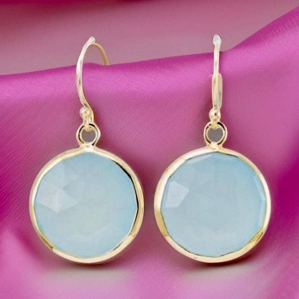 Beautiful Glowing Aqua Chalcedony Dangle Earrings // One Of A Kind Limited Edition // Lovingly Handmade In Hawaii // Wedding Jewelry // for wholesale by Treehouse Jewelry Hawaii