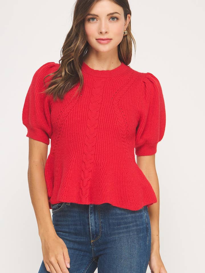 Strickoberteil mit ausgestellten Puffärmeln für den Großhandel von Strut & Bolt