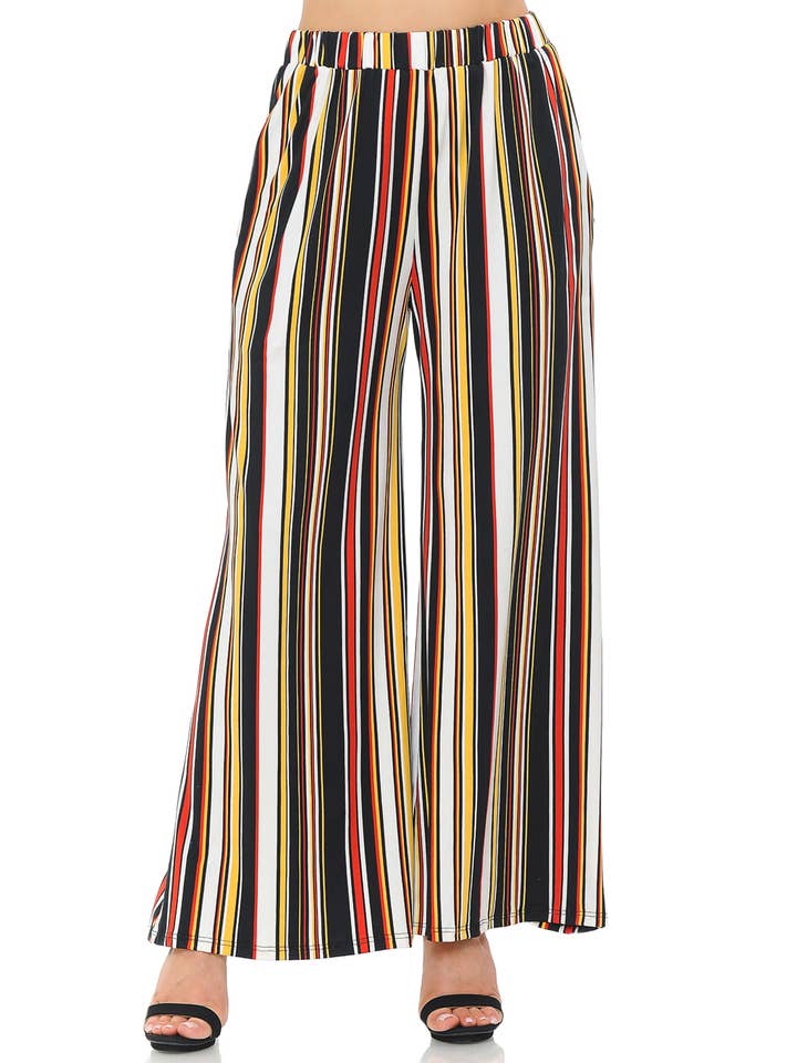 Allium - Vente Pantalon – femme - Pantalon Palazzo rayé avec poches1