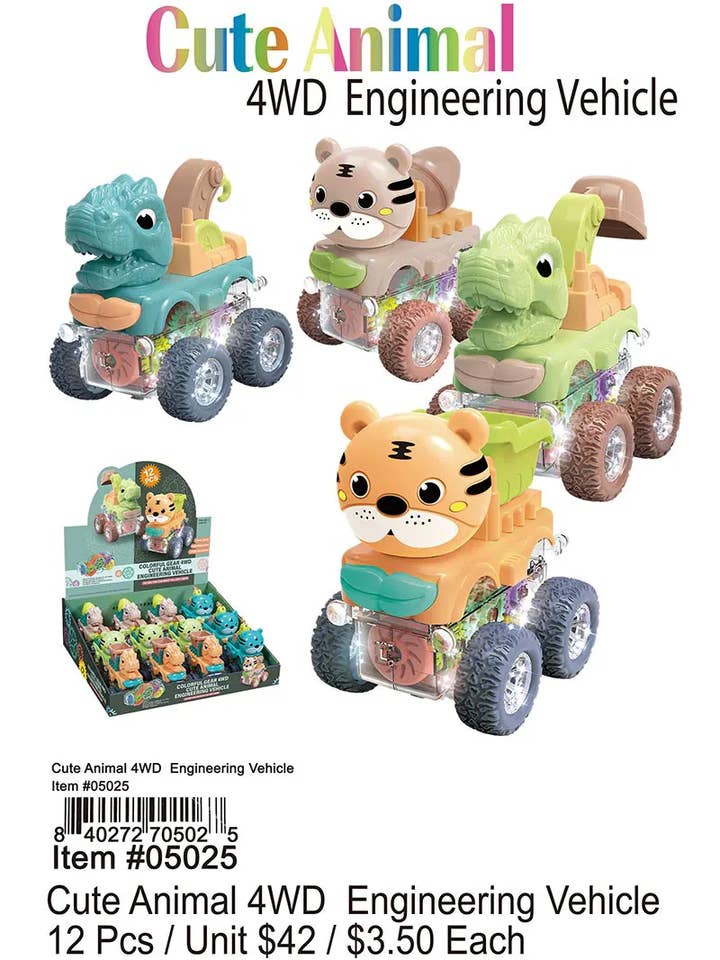 Veicolo ingegneristico 4WD per animali carini. per la vendita all'ingrosso da parte di Puka Creations