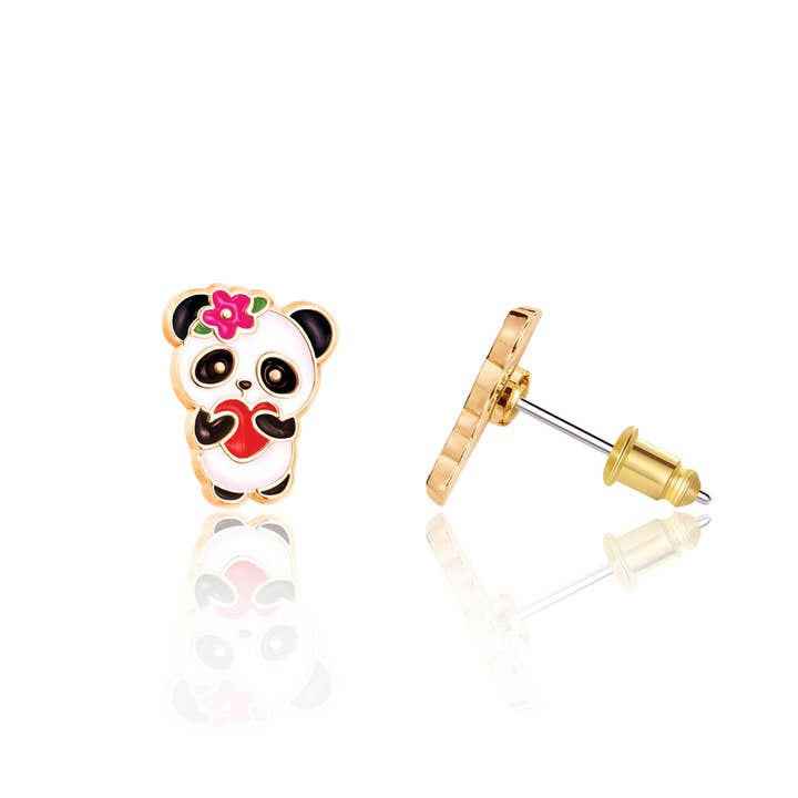 Girl Nation - Wholesale Earrings - Kids - Panda Love Cutie Stud Earrings
3