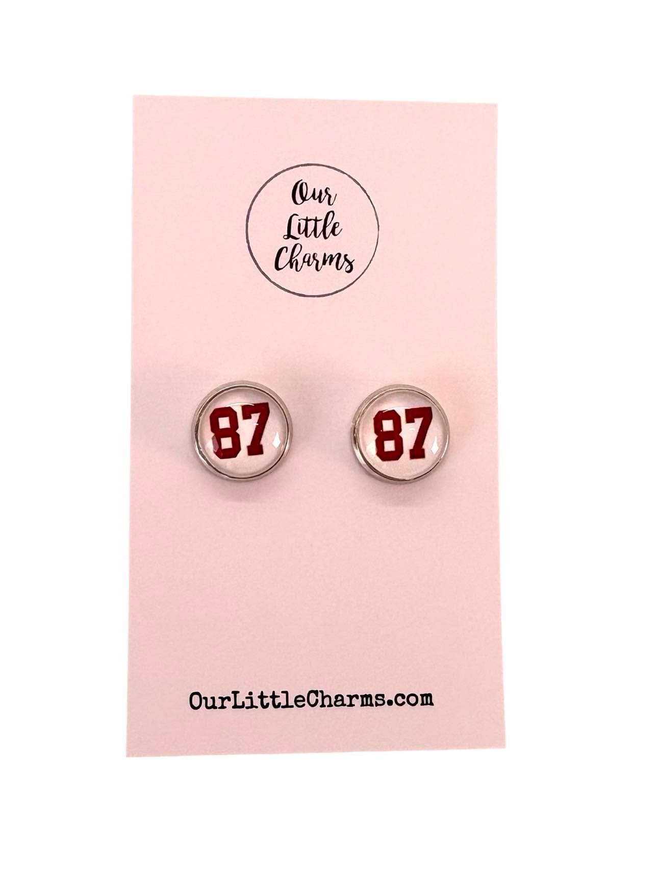 Our Little Charms - Wholesale Stud/Post Earrings - 87 Travis Kelce KC Football Stud Earrings