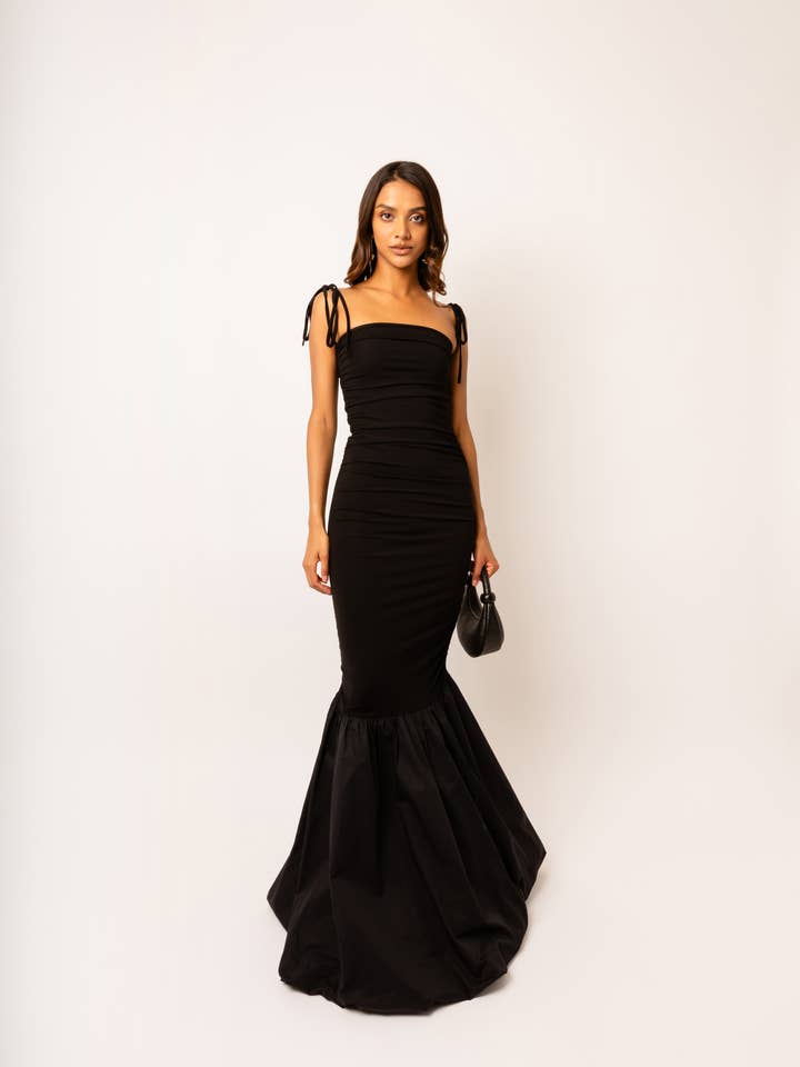 Alexa Black Fishtail Maxi Dress for wholesale by Amy Lynn