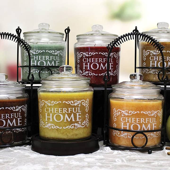 CHEERFUL HOME 26OZ SCENTED CANDLE WITH CANDLE HOLDER for wholesale by Arcucci Trade Srl