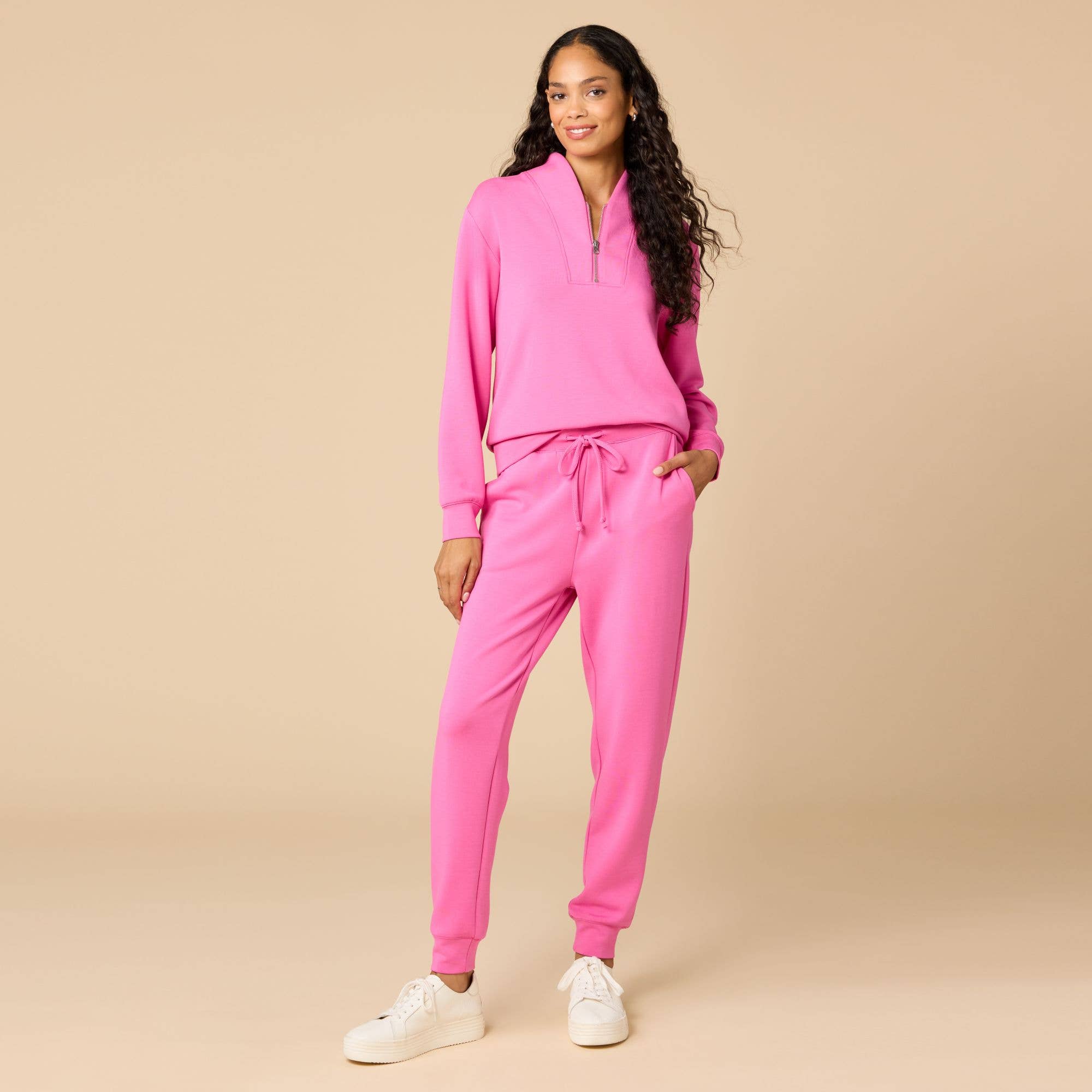 Softies – wholesale Mjukisset – Dam – Athleisure DreamTech 1/4 Zip Jogger Set för kvinnor19