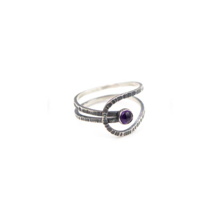 Bague enveloppante ajustable en argent sterling avec pierres précieuses pour la vente par J McCormick Designs