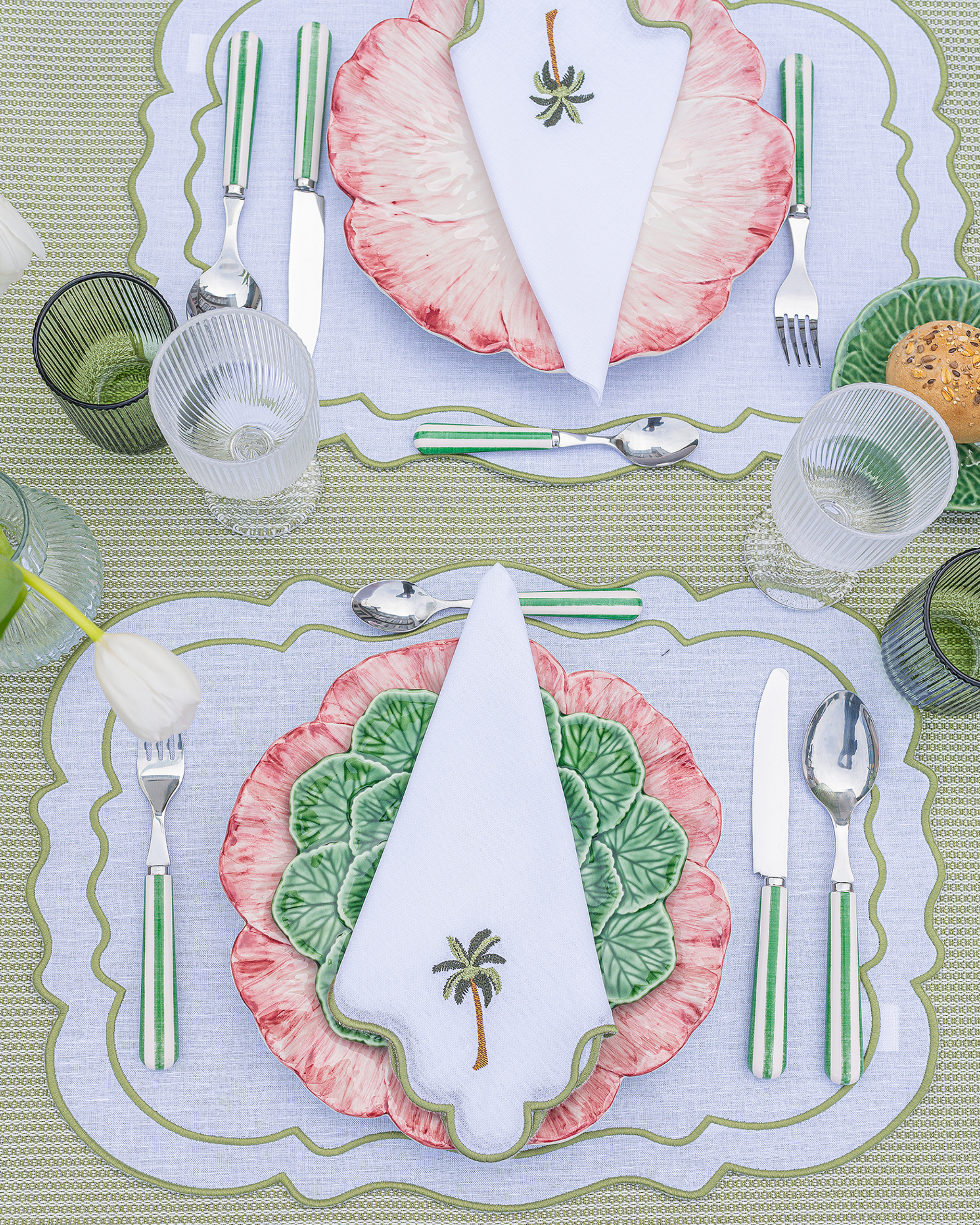 Mariaida Home – Guardanapo e pano de jantar por atacado – Guardanapo Ondulado com Palmeira1