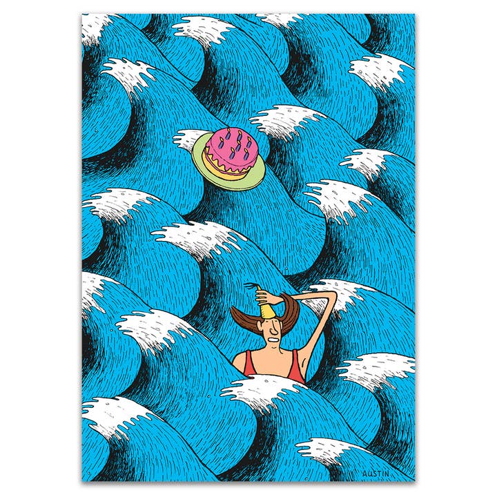 Vrouw in golven voor wholesale door SNAFU Designs - Greeting Cards