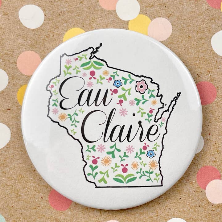 Round Button Magnet - Custom Scandi Floral City/State for wholesale by Beckamade