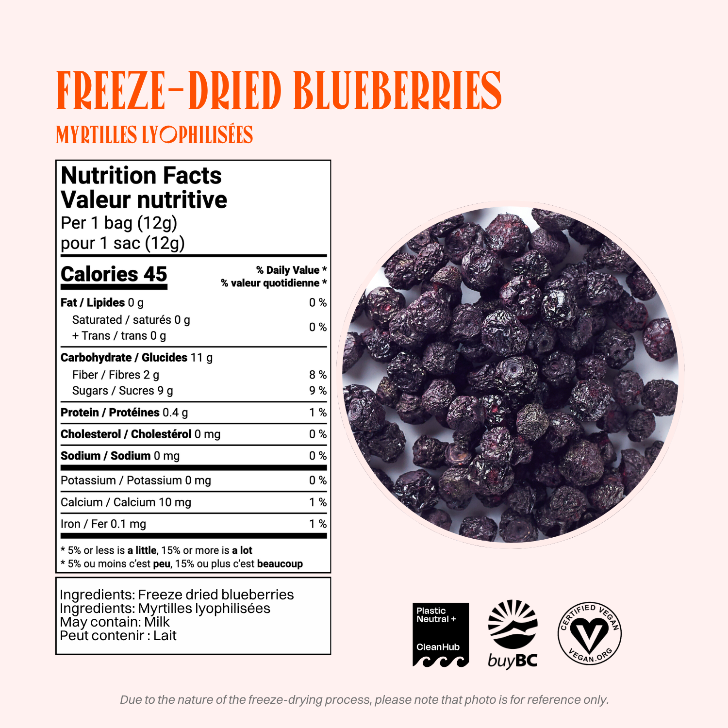 OHME! Foods - Wholesale Dried/Dehydrated Fruit - Freeze-Dried Blueberries (Whole) (Snack Size)1