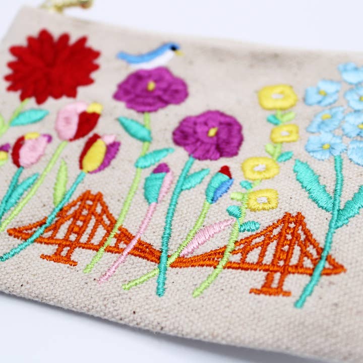 Tomoko Maruyama - Wholesale Coin Purse - Unisex - Embroidered San Francisco Flowers Coin Purse4