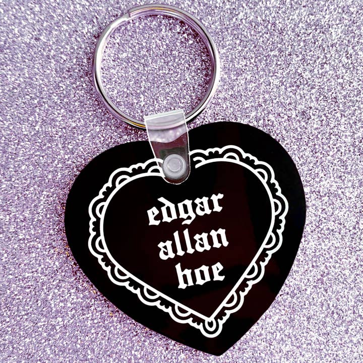 Krystan Saint Cat - Wholesale Keychain - Women's - Edgar Allan Hoe Heart Shaped Vinyl Keychain3