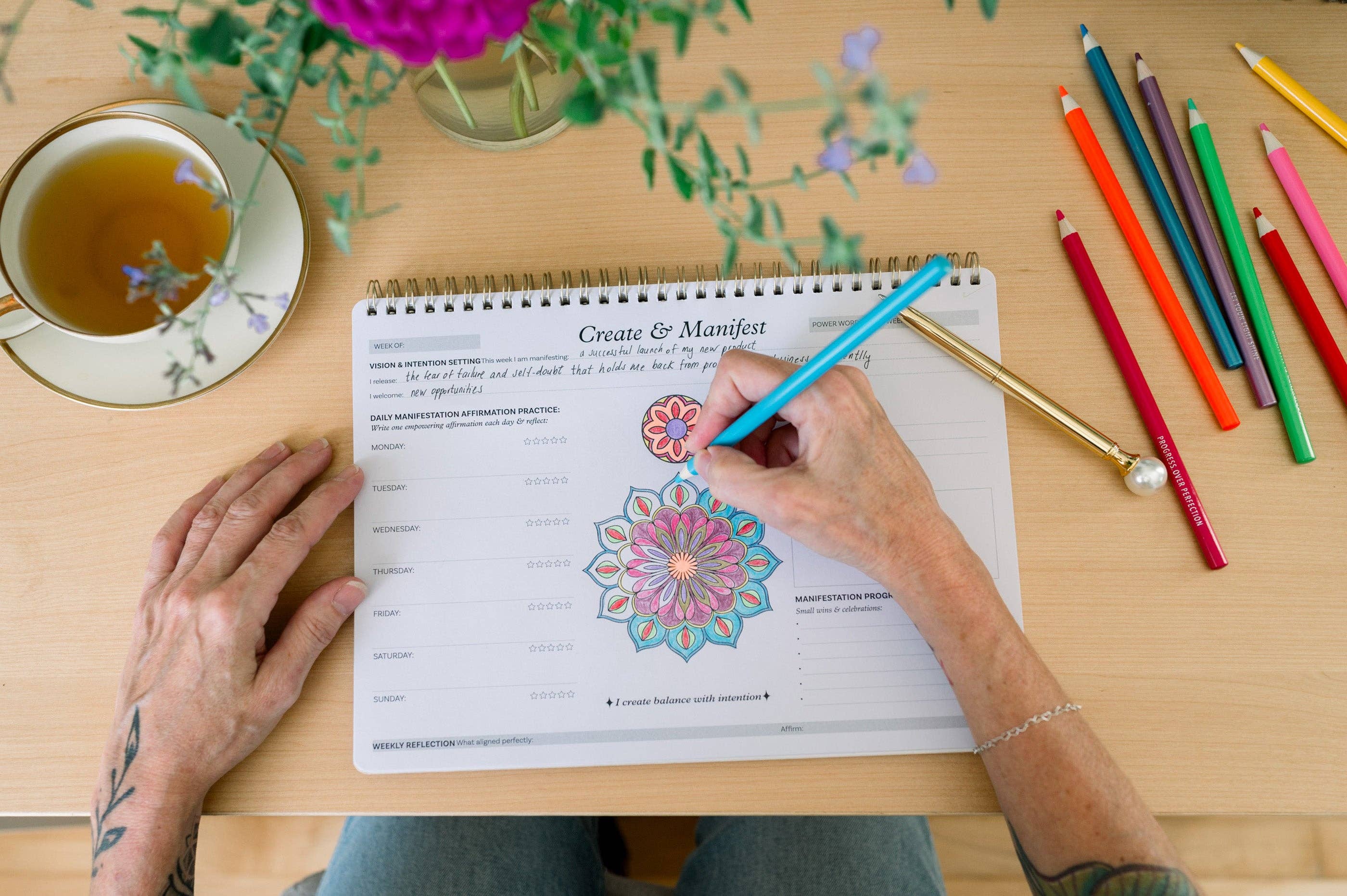 Innerlight Compass - Wholesale Notepad - Undated Manifestation Planner with Affirmations & Coloring8