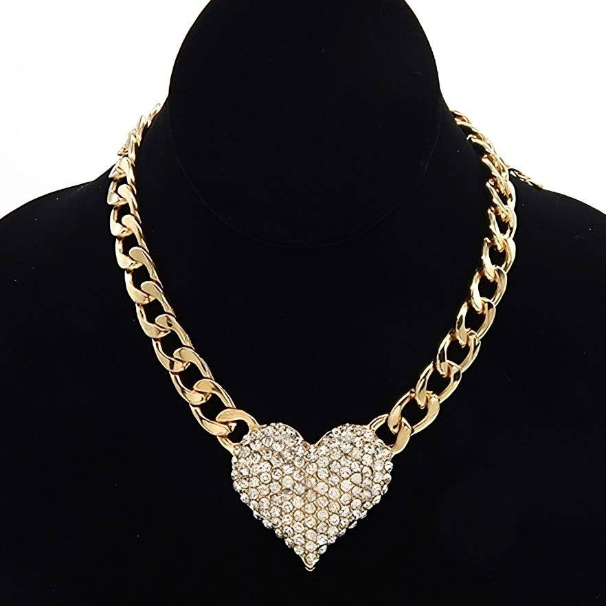 Diacly - Wholesale Pendant/Charm Necklace - Bling Rhinestone Heart Chain Necklace0