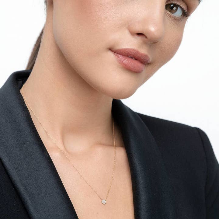 Halskette Pavé mit Diamanten, 18 K Gelbgold für den Großhandel von Leaf Jewelry