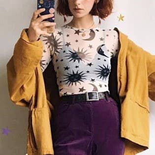 Rosa Clothing - Wholesale Blouse - Women's - Y2K Sexy Butterfly Print Sheer Mesh Top3