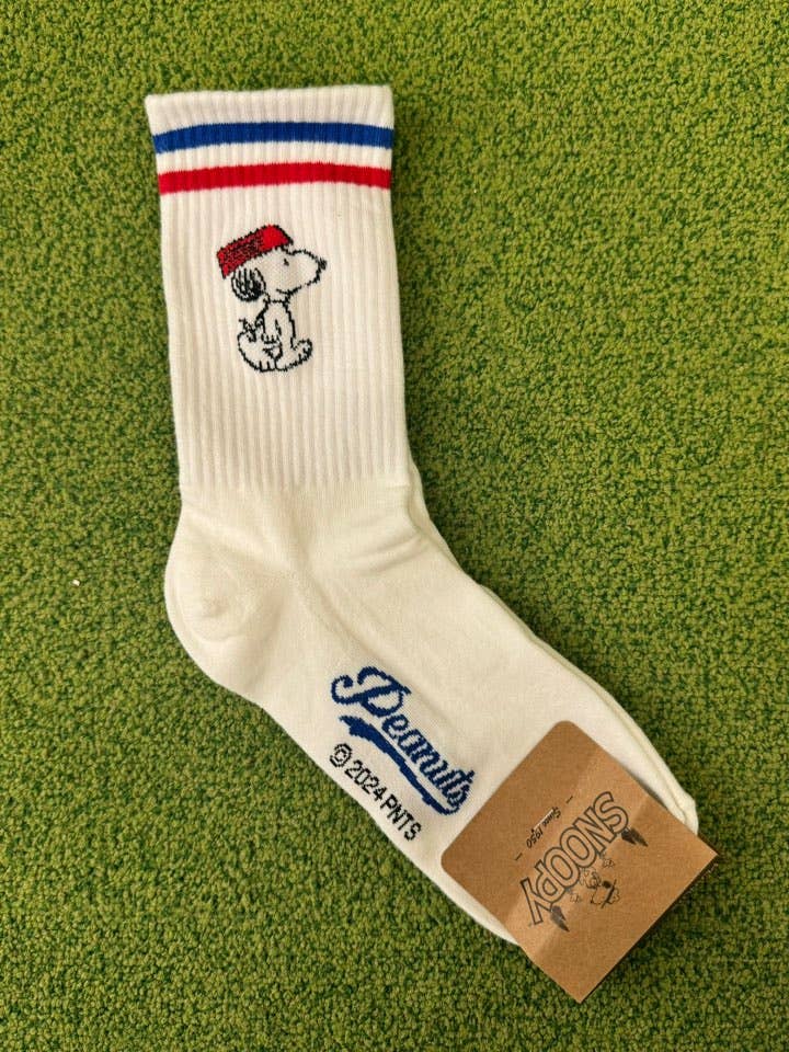 K_Wonderland - Wholesale Socks - Unisex - Peanuts Variety Snoopy 2Line Crew Ankle Socks