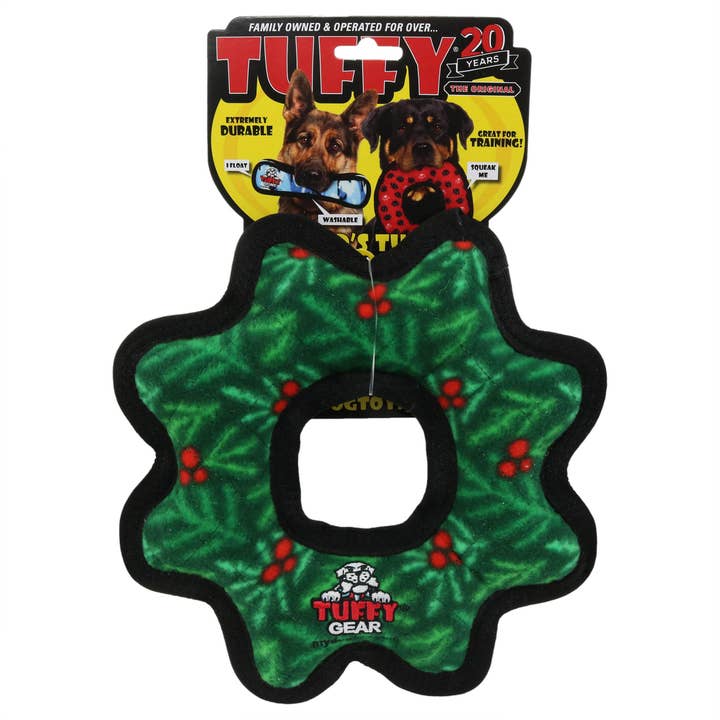 Tuffy Dog Toys - VIP Products - Wholesale Pet Toy - Dog - Tuffy Holiday Medium Gear Ring Wreath, Durable Dog Toy4