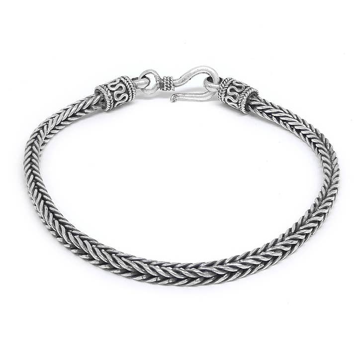 Bracelet carré en argent sterling à maillons serpents pour la vente par SITA