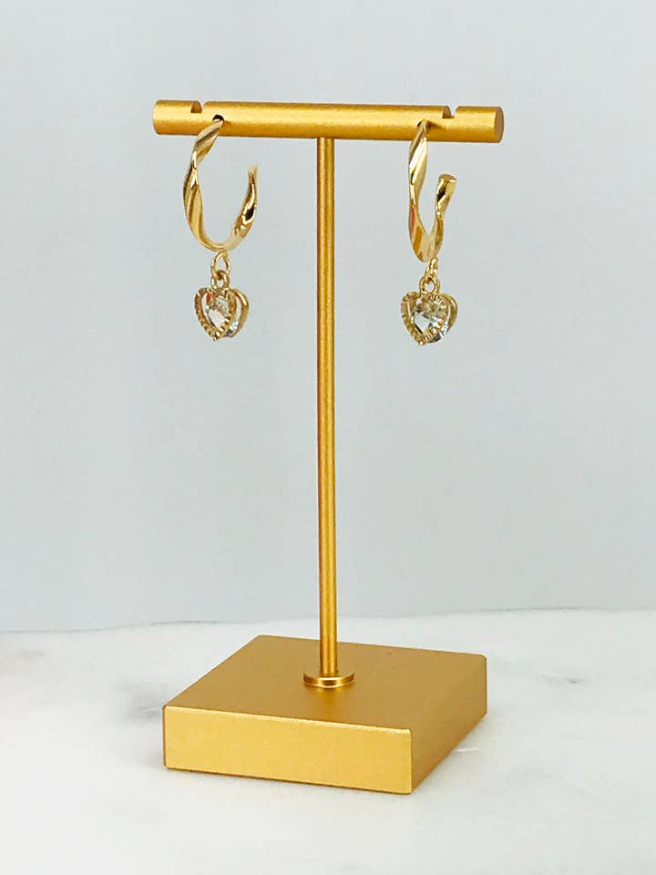 Aretes colgantes de aro retorcido y circonita cúbica - E19-4543 para venta al por mayor de Magnolia & Peach Jewelry Boutique, LLC