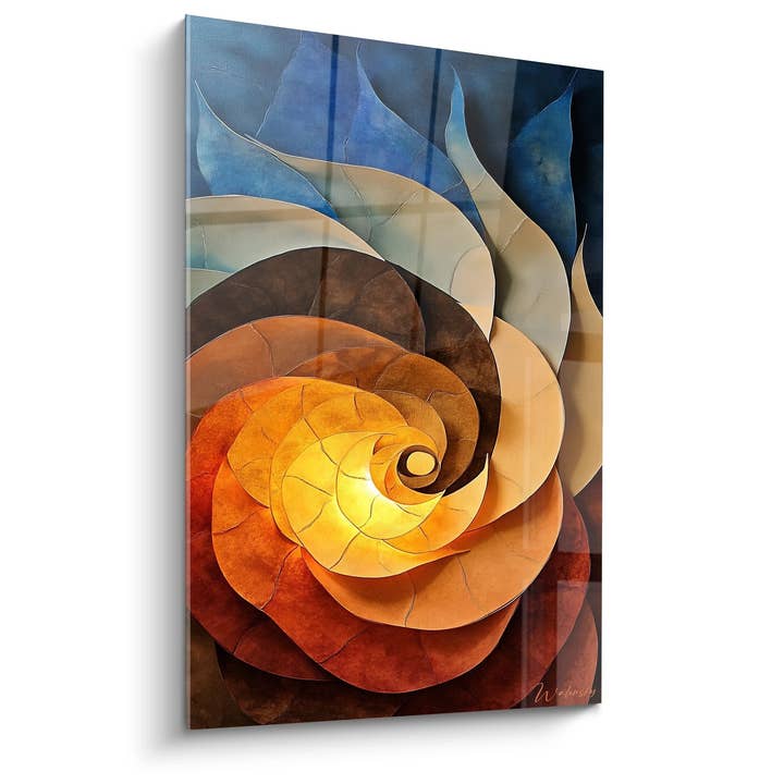 Buntes Spiraltableau - Goldene Flammen - Abstrakte Spiralenausgabe für den Großhandel von Walensky