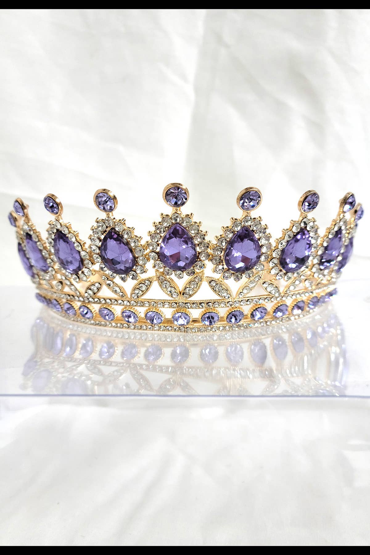 Chicas - Wholesale Tiara - Women's - One Size Fits All Metal Tiara With Jewel Rhinestones HT879-41