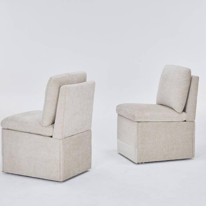 39F Inc. - Wholesale Chair - Set of 2 Linen Upholstered Storage Dining Chairs with Caster5