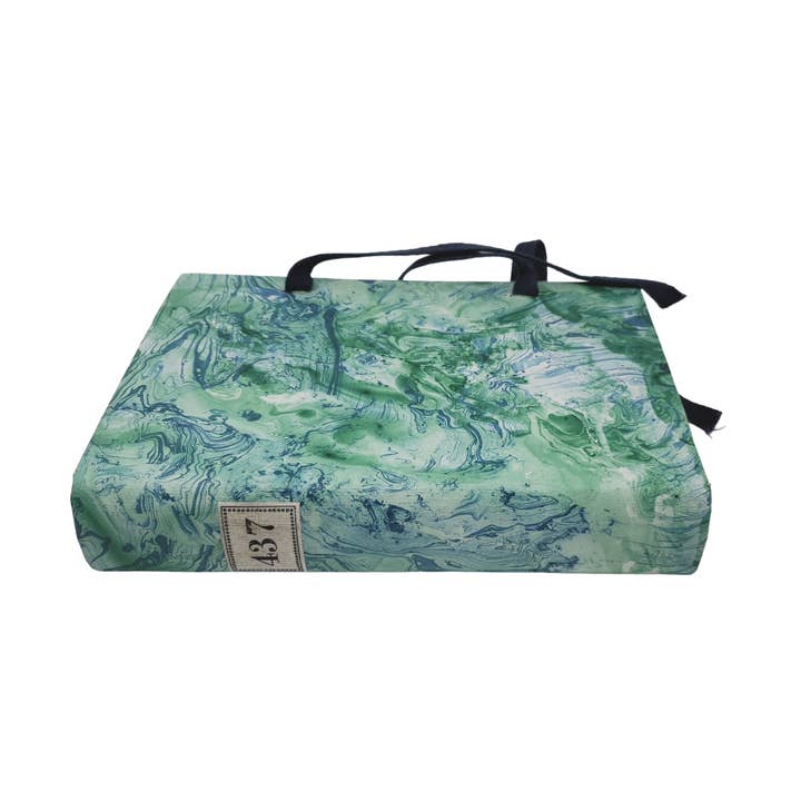 Hand Painted Marble Book Box in Emerald & Blue Small for wholesale by Vellum Home