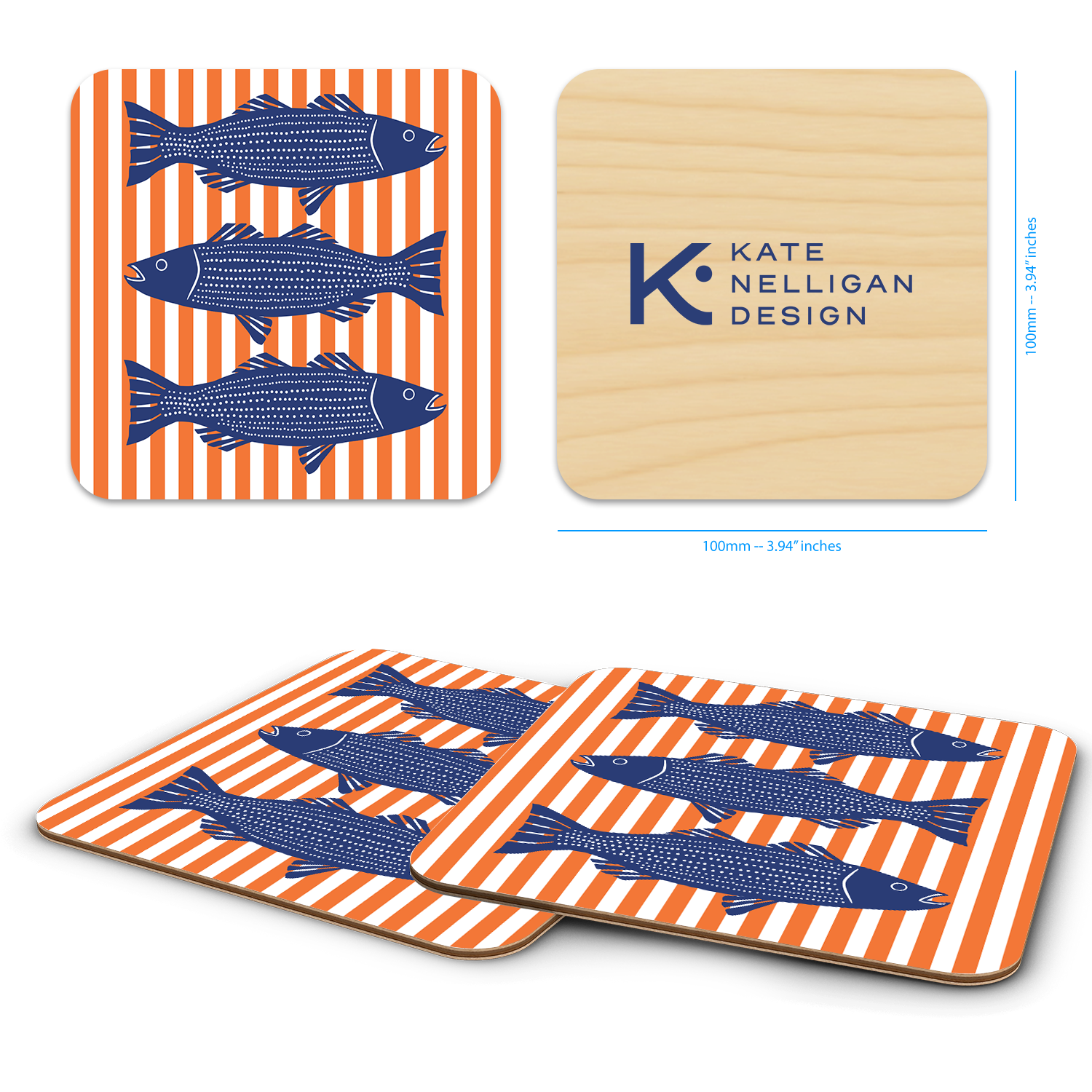 Trays4Us - Wholesale Coasters - Coastal 4"x4" Coaster Sets  By Kate Nelligan9