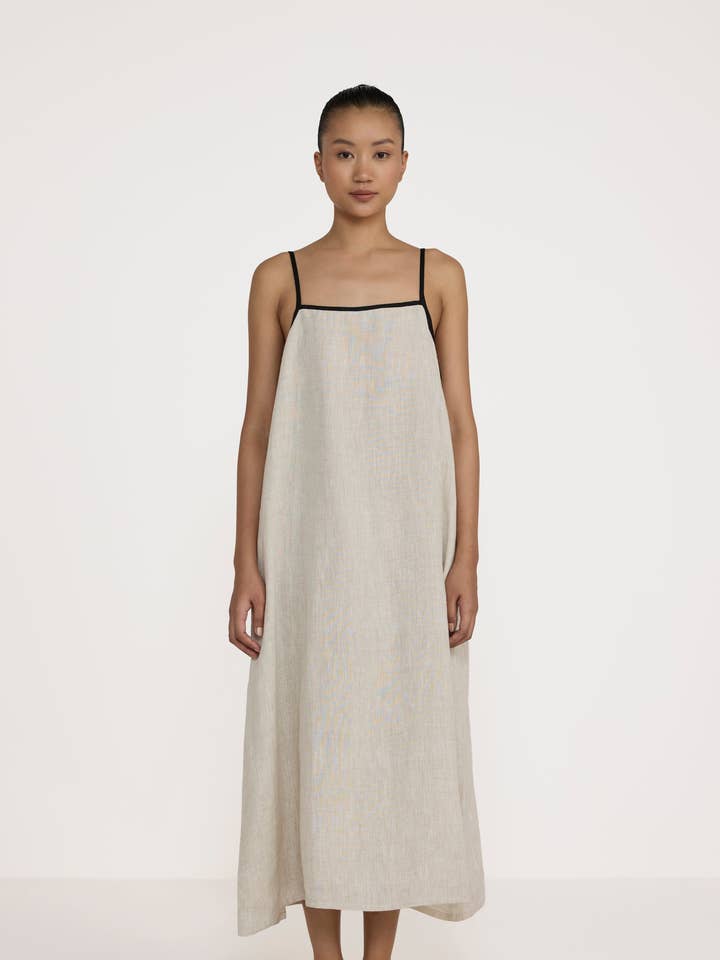 Tie Back Slip Dress - Natural for wholesale by LAUDE the Label