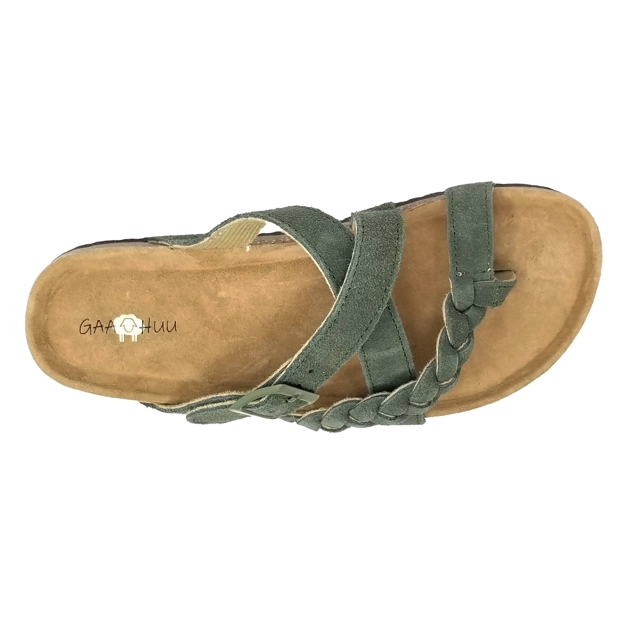 gaahuu - Wholesale Sandals - Women's - Braided Criss Cross Buckled Leather Footbed Sandal16