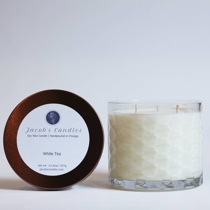 White Tea | Handpoured 3-Wick Soy Wax Candle for wholesale by Jacob’s Candles