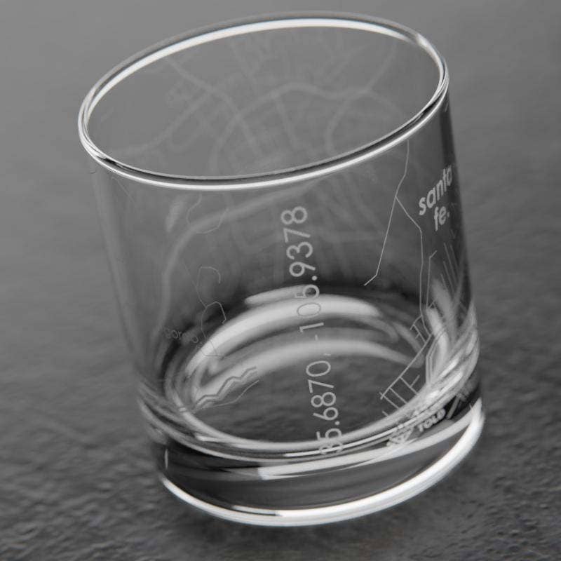 Well Told - Wholesale Drinking Glass/Cup - Santa Fe, NM City Map - Etched Whiskey Rocks Glass4