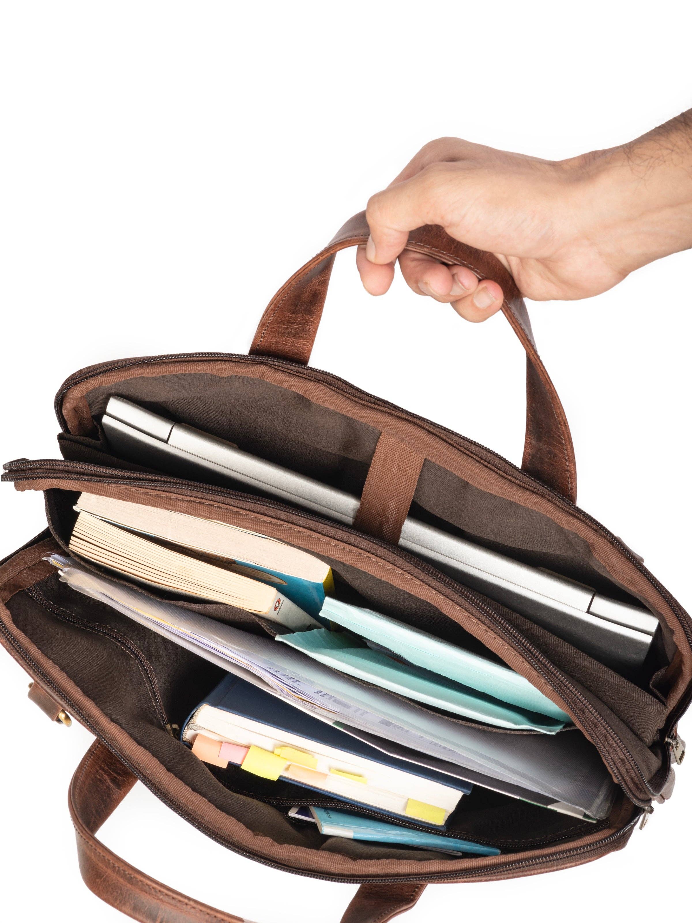 Classy Leather Bags - Wholesale Briefcase - Unisex - Harbor Laptop Briefcase, Brown2