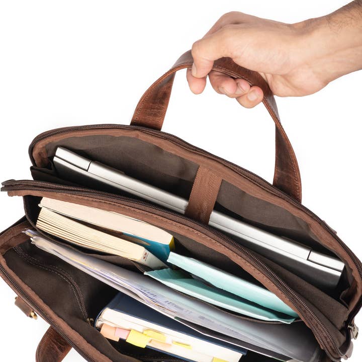 Classy Leather Bags - Wholesale Briefcase - Unisex - Harbor Laptop Briefcase, Brown2
