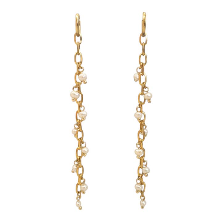 Amandine - Pendientes de cadena y perlas de agua dulce para venta al por mayor de matins parisiens