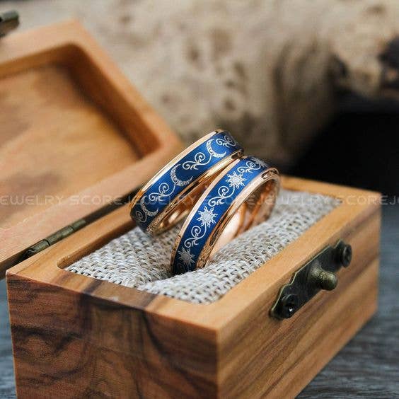 Anillos de sol y luna, anillos de pareja, anillos de boda de sol y luna para venta al por mayor de Score Jewelry