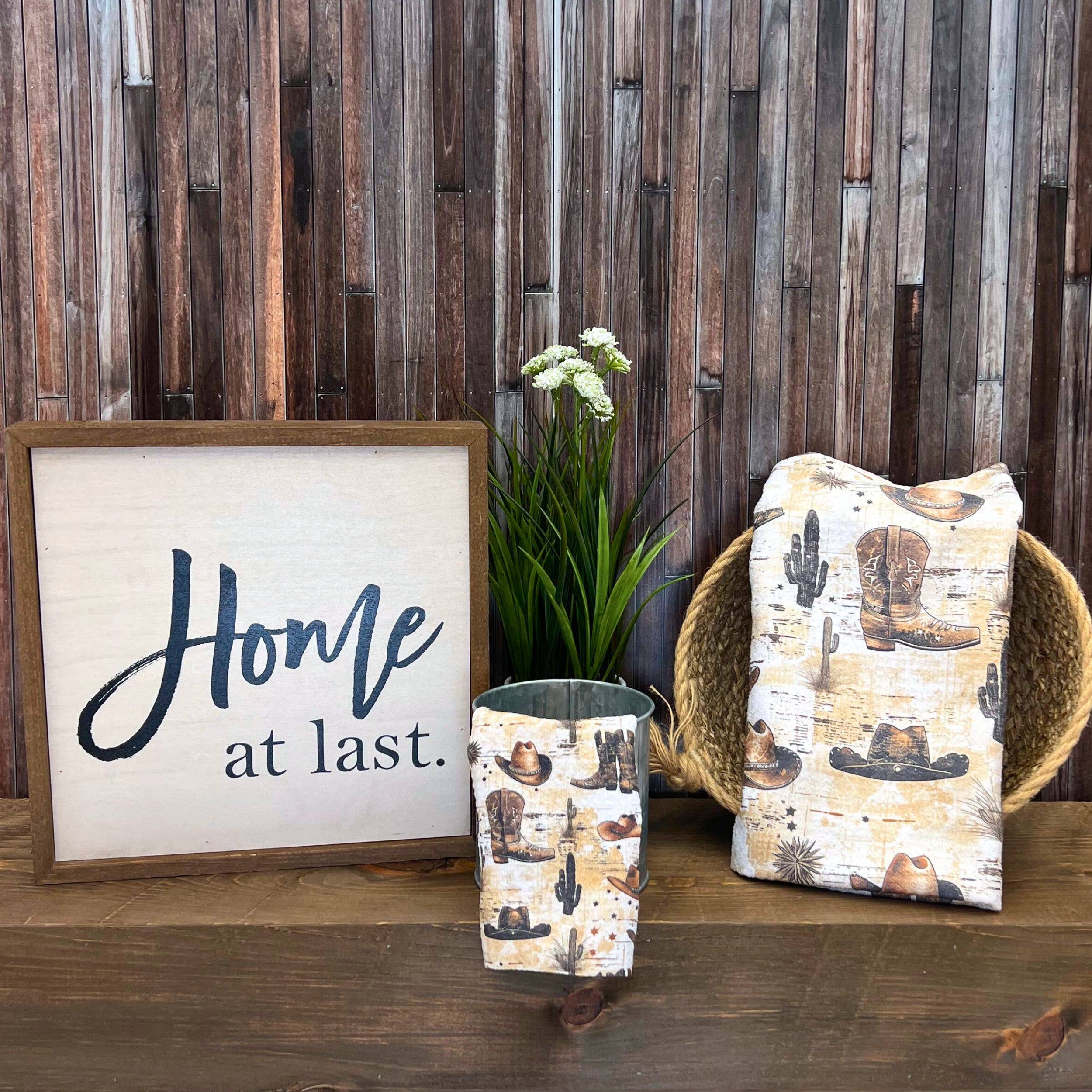 Driftless Studios - Wholesale Dishcloth - Western Cowboy Hat & Boots Waffle dishcloth - Western Decor1