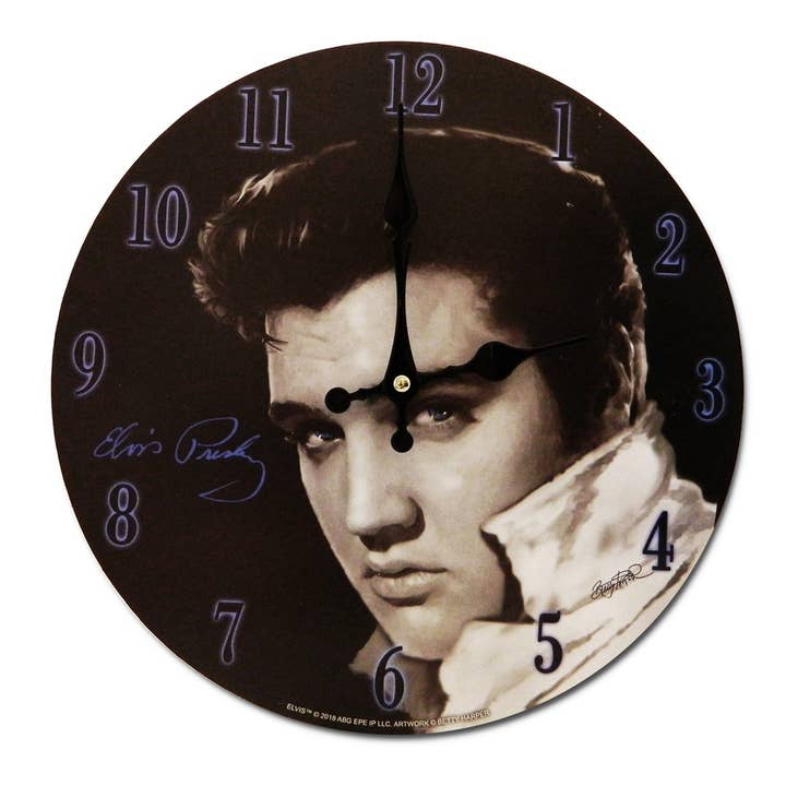 Elvis Clock - Black & White Photo for wholesale by Ocean Peak Australia and New Zealand Pty Ltd