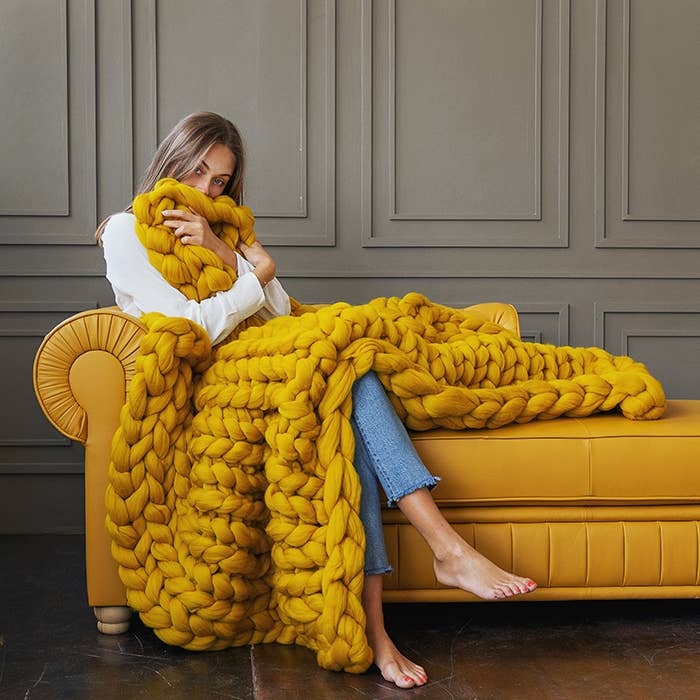 woolexperts – Manta para sofá por atacado – Cobertor gigante de tricô grosso 100% lã merino9