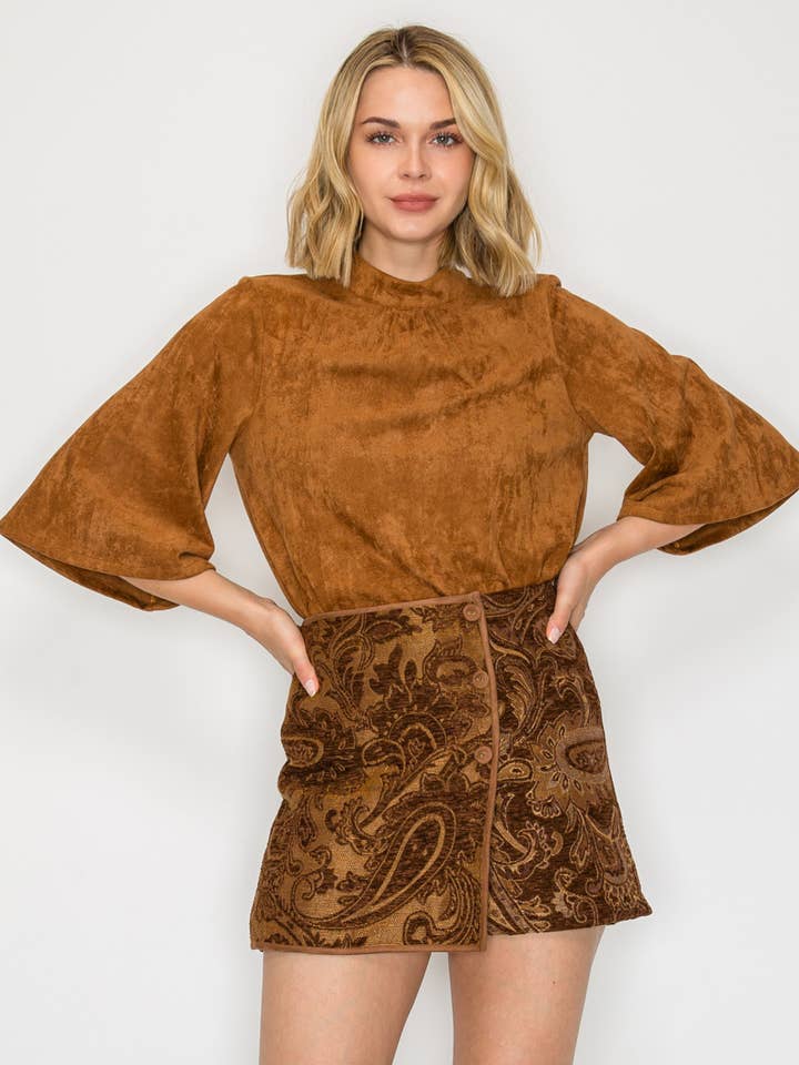 LoveWednesday - Wholesale Shorts - Women's - Love Story Brown Paisley Skort - LWP13464