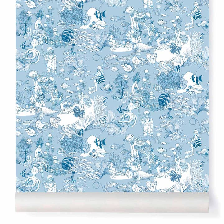 Blå SEA CANVAS tapet for engroshandel hos Little Cabari
